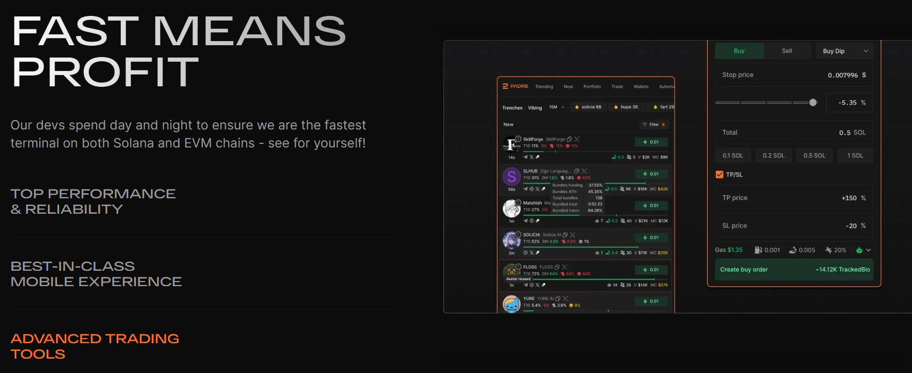 Padre.gg Trading Bot Interface